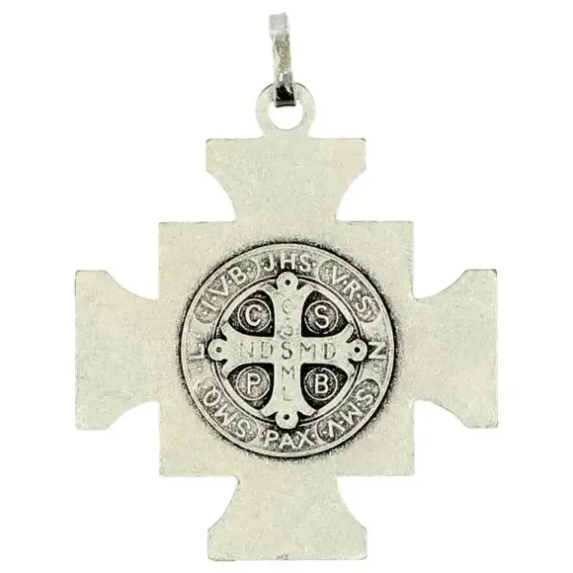 Schutskruisje - H Benedictus - 27 X 27 mm - Verzilverd