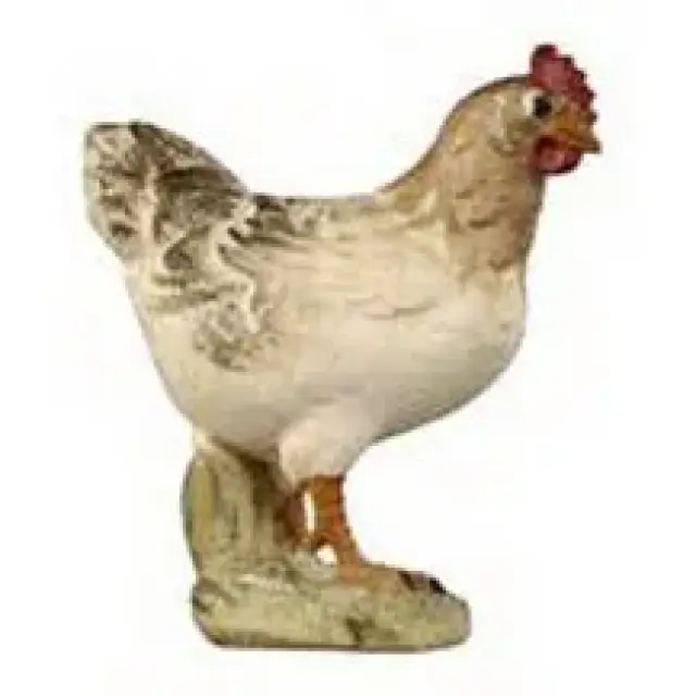 Houtsnijwerk Kip / Staand voor kerstfiguren van 12 cm / Gekleurd