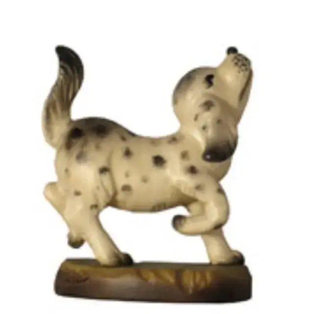 Bois Sculpte Chien Blanc Pour Personnages De Crèche De 15 Cm