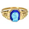 Bague Email bleu Tête de Vierge