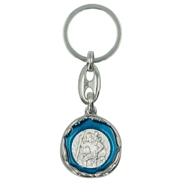 Porte-Clefs - St Christophe - Email bleu