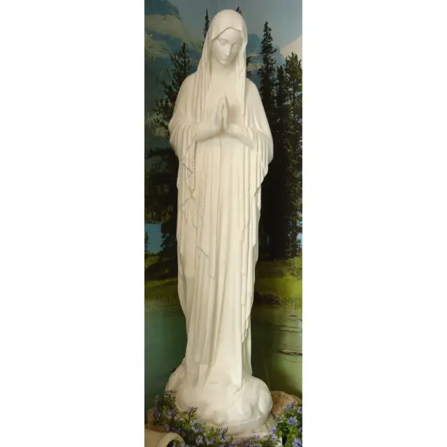 Statue Notre Dame de Banneux 100 cm polyester blanc