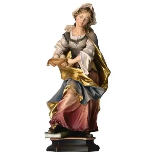 Houtsnijwerk beeld Heilige Lucia 20 cm gekleurd