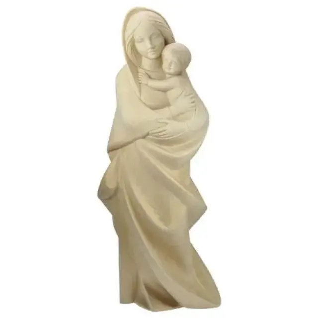 Statue Vierge Marie moderne en bois - 32 cm - bois ciré