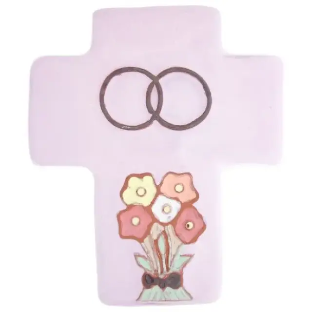 Kruisje Keramiek 12 X 10 Cm Roze