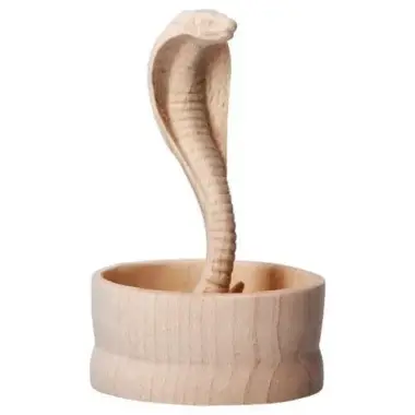 Houtsnijwerk Slang In Korf 16 Cm/Natuur