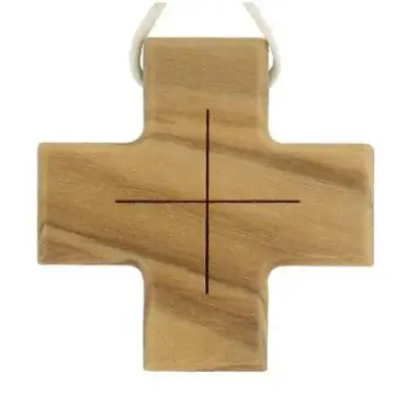 Croix d'aube en bois d'olivier - 38 x 38 mm