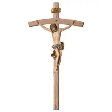 Bois Sculpté - Croix Murale - 13 cm Polychrome