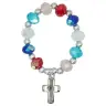 Dizainier sur élastique 8 mm cristal multicolore + Croix nickelée