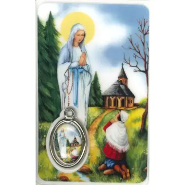 Carte-médaille-prière - Apparition Banneux - Polonais