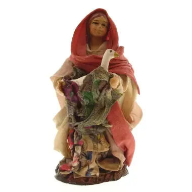 Santon Napolitain 12 Cm Fille Avec Oie