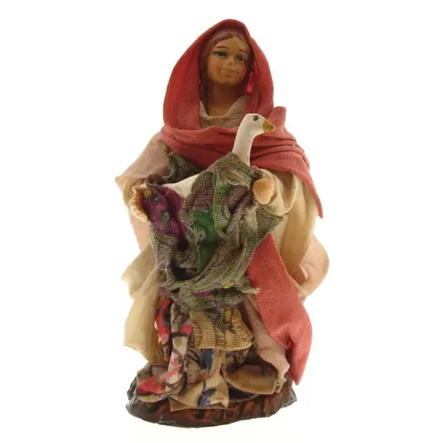Santon Napolitain 12 Cm Fille Avec Oie