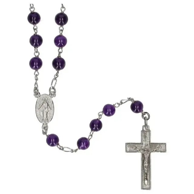 Rozenkrans Zilver + Rhodium Amethyst - 6 mm