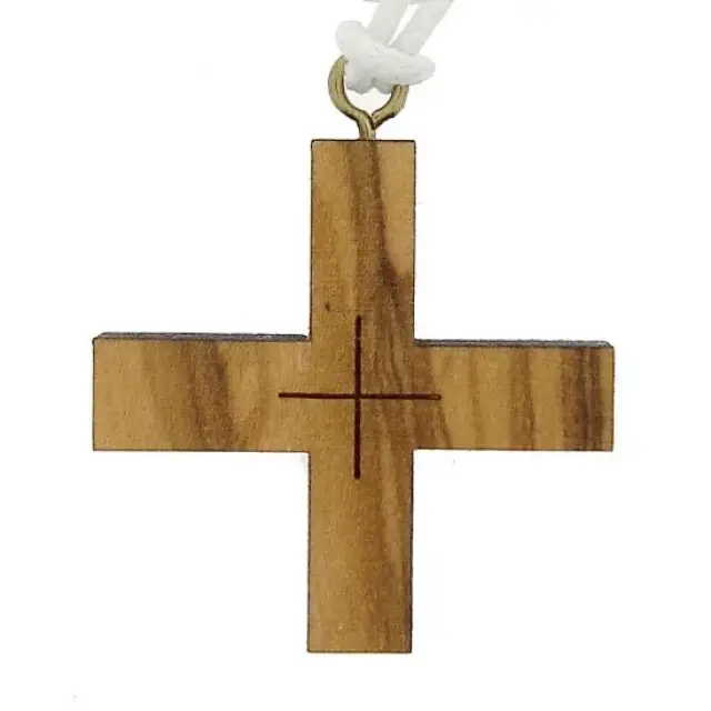 Croix d'aube en bois d'olivier - 30 x 30 mm