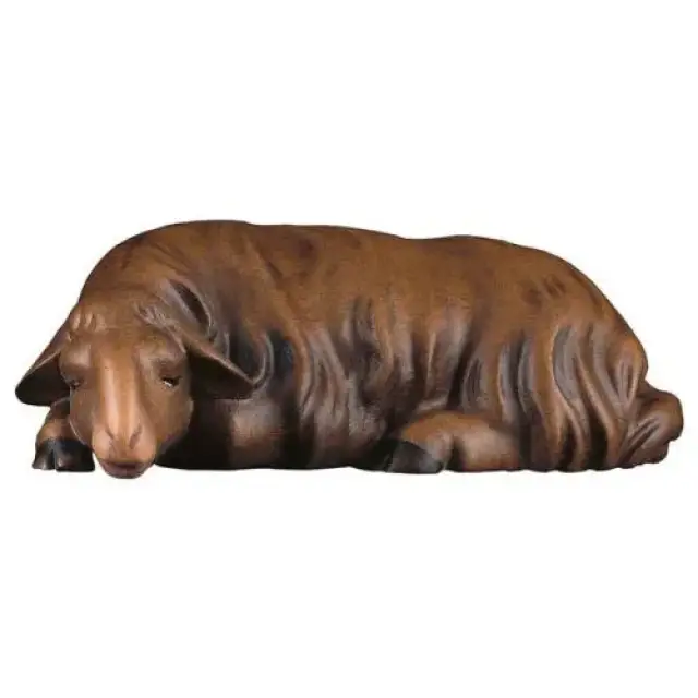 Zwart Schaap/Slapend : houtsnijwerk kerstgroep Komet 12 cm