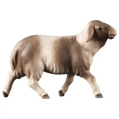 Houtsnijwerk Schaap Gevlekt/Lopend voor kerstfiguren van 16 cm/Gekleurd