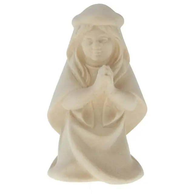 Houtsnijwerk Meisje Biddend/Geknield voor kerstfiguren van 16 cm/Natuur