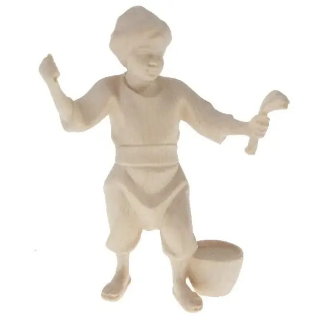 Houtsnijwerk Kameeldrijver Met Eten voor kerstfiguren van 16 cm/Natuur