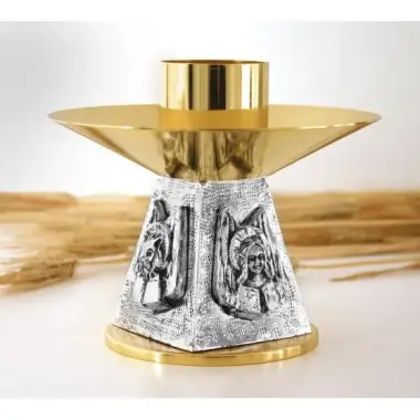 Candle holder H 14.5 Cm Diam Candle 5 Cm two tone