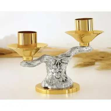 Candle holder H 12.5 cm diam Candle 4 Cm Silver