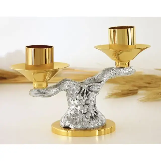 Candle holder H 12.5 cm diam Candle 4 Cm Silver