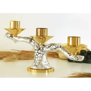 Candle holder H 16.5 Cm Diam Candle 4 Cm two tone