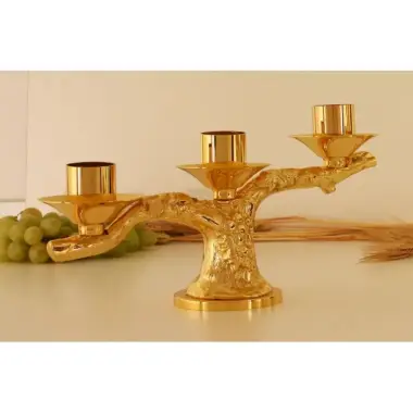 Candle holder H 16.5 cm diam Candle 4 Cm golden