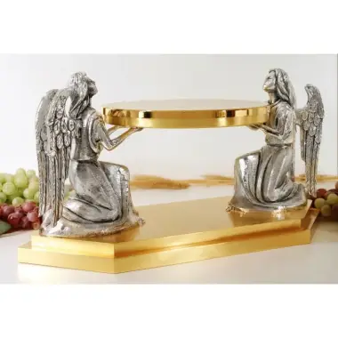 Socle Anges Métal Base Hex. 50x25 Cm H 22 Cm Diam P. 22cm