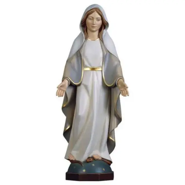 Woodcarving statue of Our Lady of Grace Modern 12 cm colored