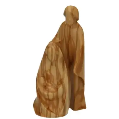 Houtsnijwerk H Familie / 2 Delig 18 Cm / Natuur-Olijvenhout