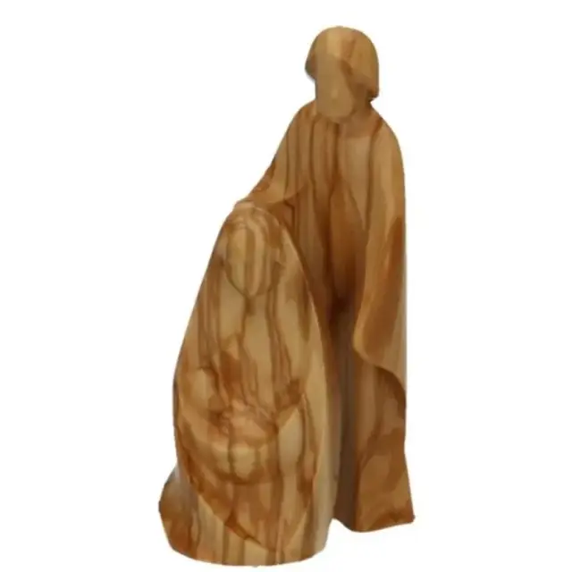 Houtsnijwerk H Familie / 2 Delig 18 Cm / Natuur-Olijvenhout