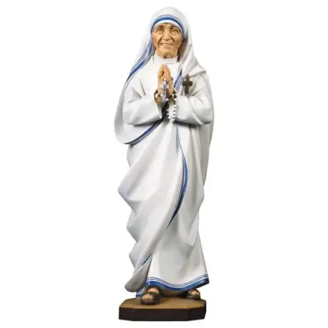 Woodcarving statue of Saint Mother Theresa of Calcutta 23 cm colored