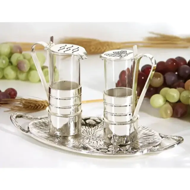 Water-Wijn Recipienten Metaal + Glas D 3.6, H 10.5 Verzilverd