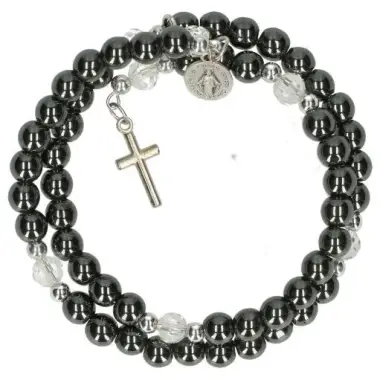 Bracelet-chapelet - hématite - médaille Miraculeuse