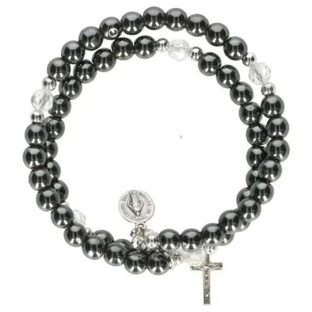 Bracelet-chapelet - hématite - médaille Miraculeuse