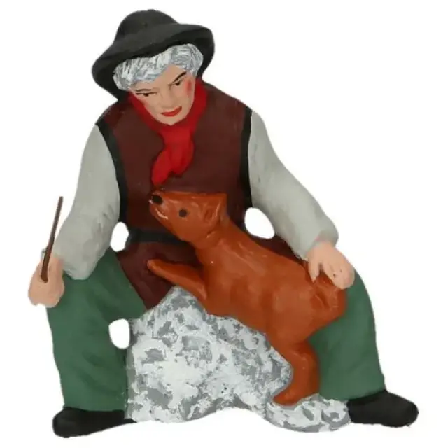 Santon Gateau 7 Cm Man Zittend Met Hond