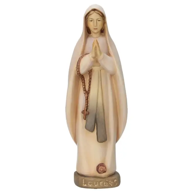 Houtsnijwerk O.L.V. Lourdes 20 Cm gekleurd