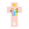 Croix murale enfants du monde en rose 12 cm