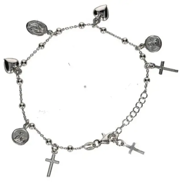 Armband Zilver met rhodium - 8 hangertjes