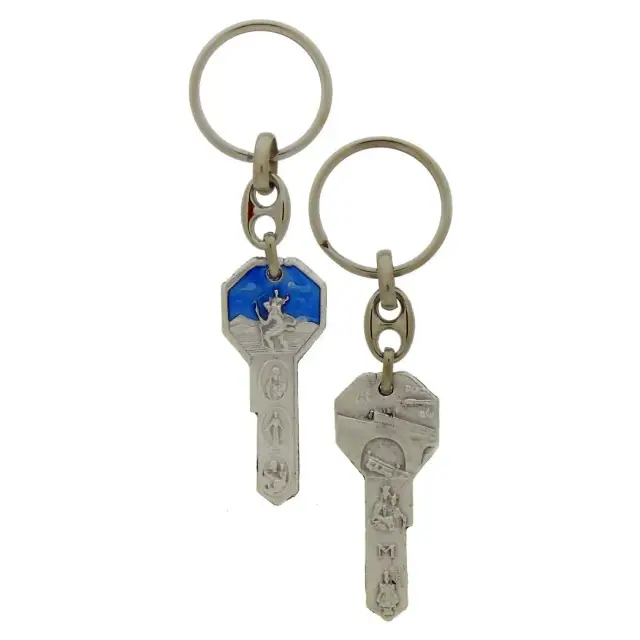 Sleutelhanger - H Kristoffel / Sleutel - Email Blauw