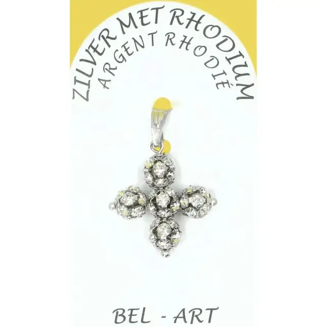 Kruisje Zilver+Rhodium Swarovsky 6 Mm Wit