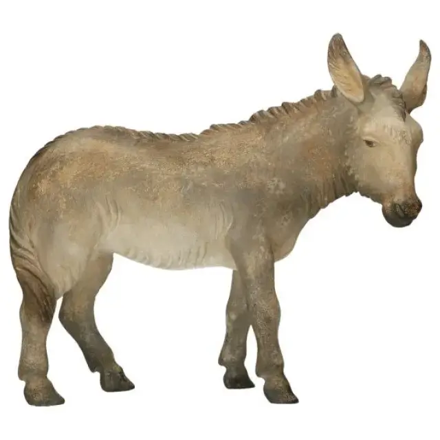 Donkey in wood for christmas nativity set 50 Cm Gold col