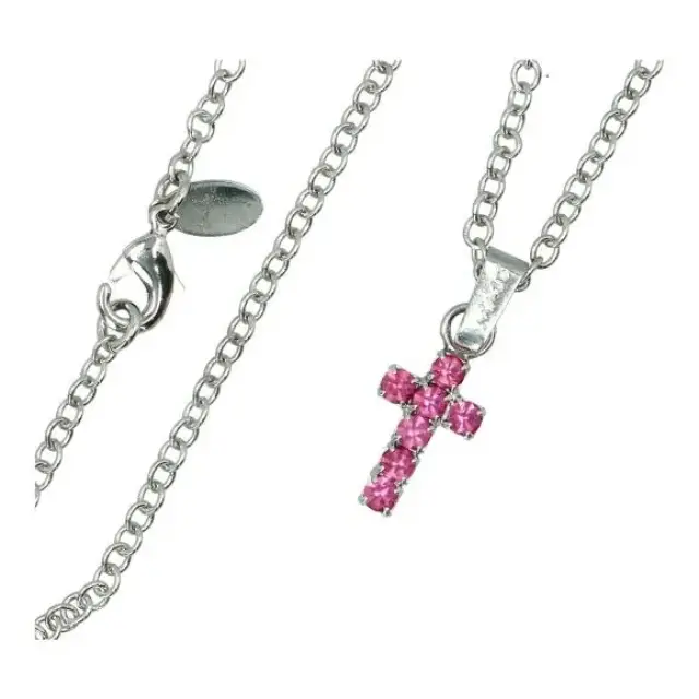 Parure Croix Swarovsky Rose