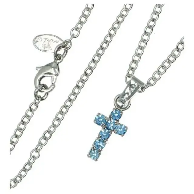 Parure Croix Swarovsky Bleu Clair