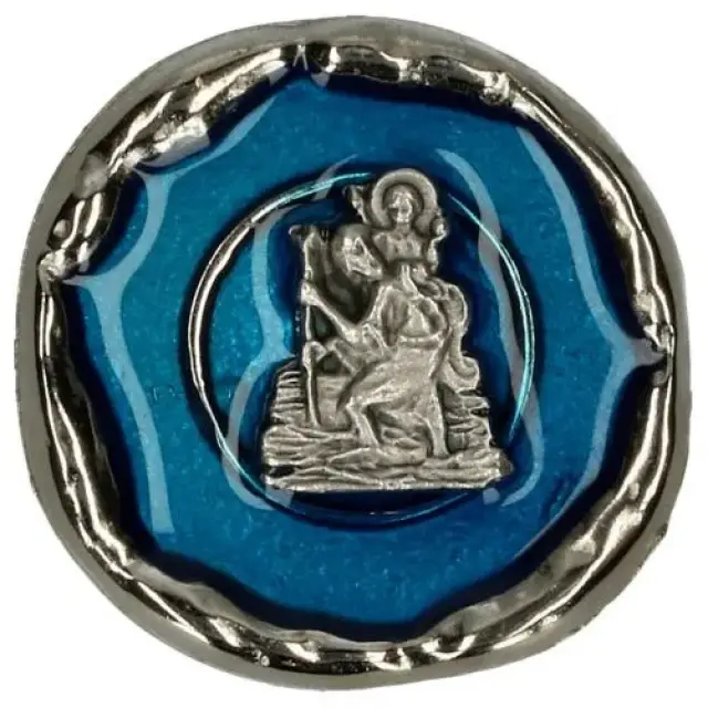 Méd. Aimantée - St Christophe - 33 mm - Email bleu