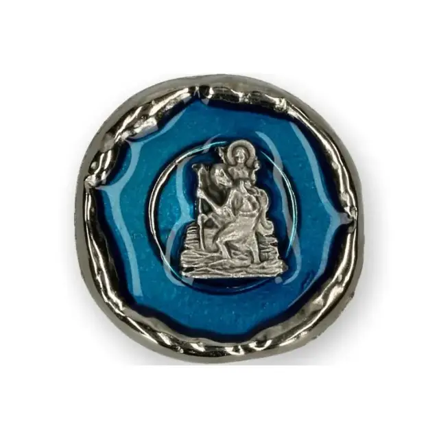 Méd. Aimantée - St Christophe - 33 mm - Email bleu