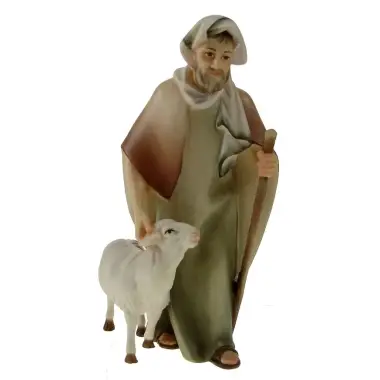 Shepherd With Sheep And Baton for nativity figurines of 16 cm Color