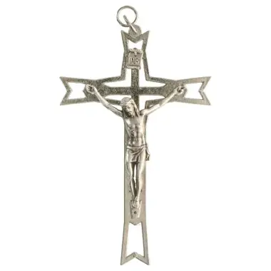 Croix Murale - 13 cm - Métal Nickelé