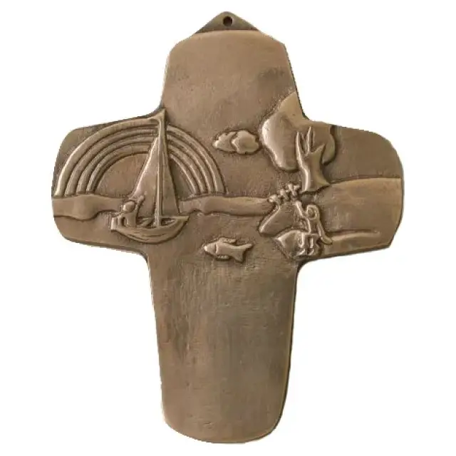 Croix Murale Bronze 10 Cm Bateau/Enfants