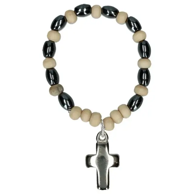 Dizainier sur élastique Bois beige et hématite